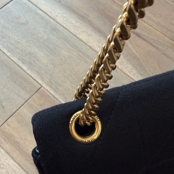 Yves Saint Laurent Jamie Jersey Black Quilted Shoulder Bag with Gold Chain - Picture 11 of 17